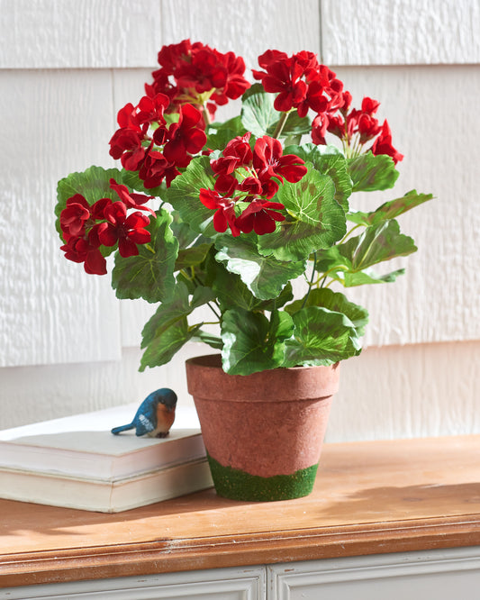 RAZ Imports 17" Red Geranium Large Potted Flower