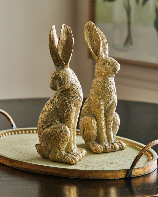 RAZ Imports Gilded Age Gold Leaf Tabletop Easter Rabbits, Set of 2