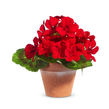 RAZ Imports 7.5" Red Geranium Small Potted Flower