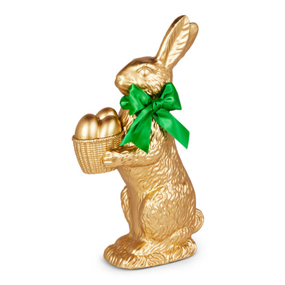 RAZ Imports Spring Renewal Gold Resin Easter Bunny with Egg Basket