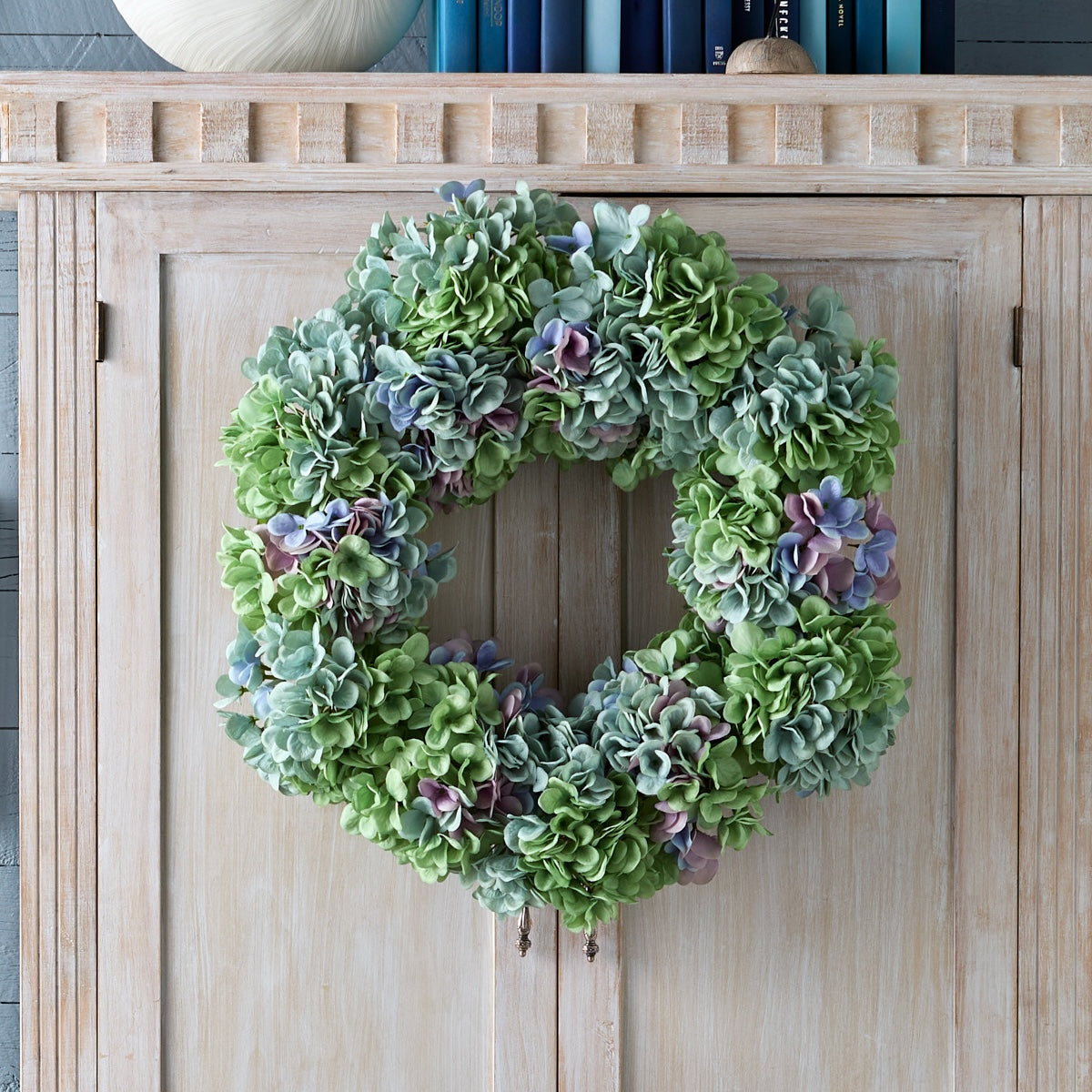 RAZ Imports Blue Haven 24" Blue and Green Hydrangea Flower Wreath