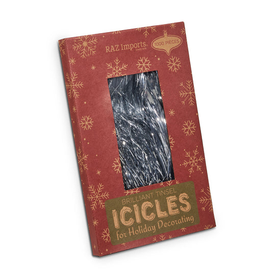 RAZ Imports 18.5" Silver Tinsel Vintage Icicle Strands Christmas Decoration, 1 Box