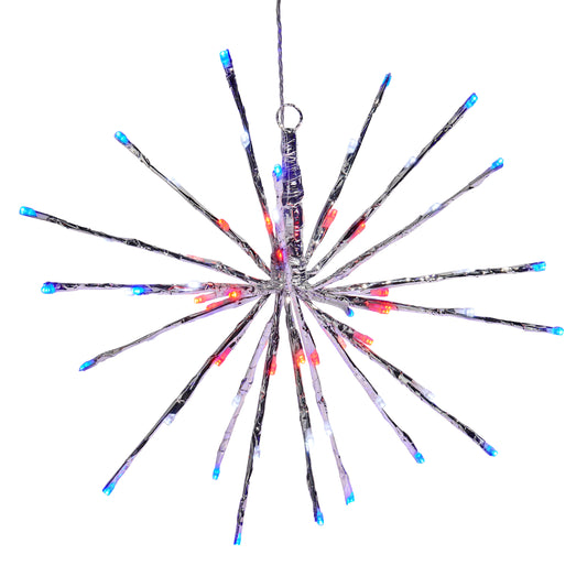 RAZ Imports Americana 12" Silver LED Lighted Starburst with Red, White, and Blue Lights