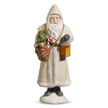 RAZ Imports 11.5" Santa Lantern Figurine with Christmas Toy Bag - Ivory