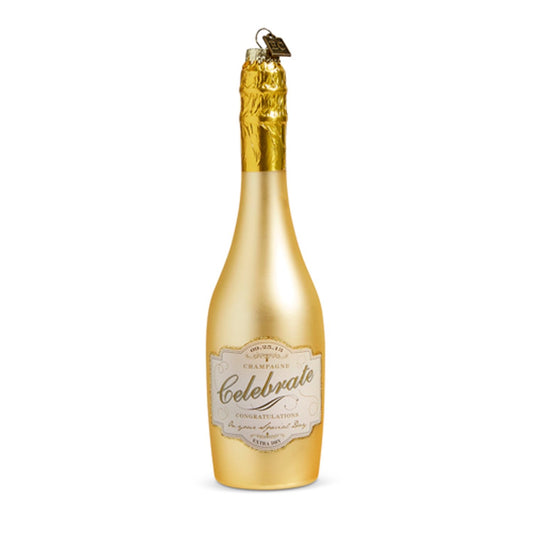 RAZ Imports by Eric Cortina 8.25" Congratulations Gold Champagne Bottle Glass Collectible Ornament for Weddings, Anniversaries, Birthdays, Engagements, Graduation