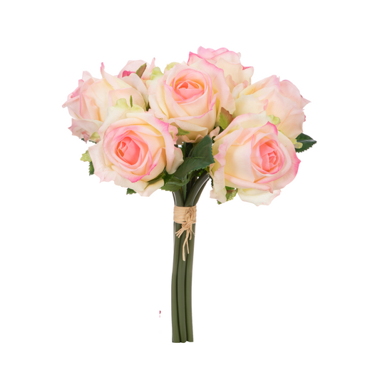 RAZ Imports Real Touch 12" Rose Bouquet Flower Bundle, Light Pink