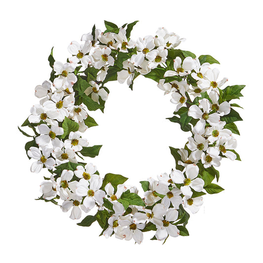 RAZ Imports 24" White Virginia Dogwood Flower Spring and Summer Wreath