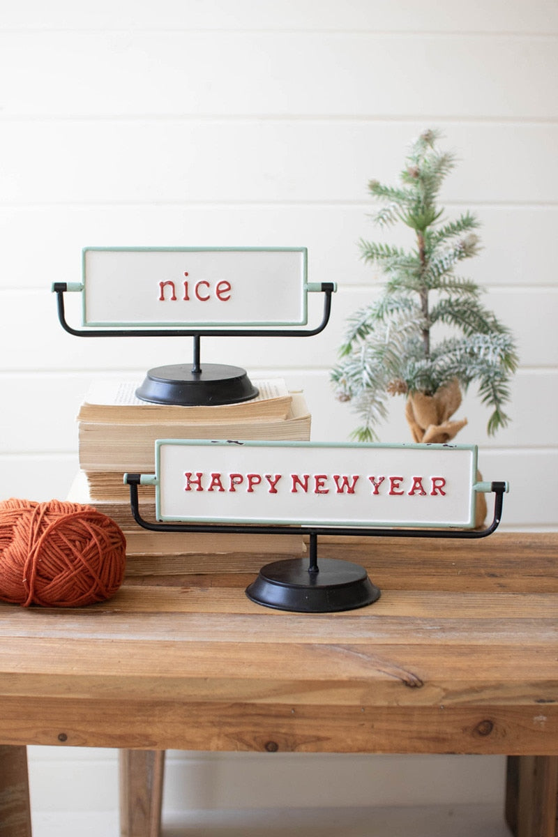 Kalalou Merry Christmas and Happy New Year Enamel Flip Sign