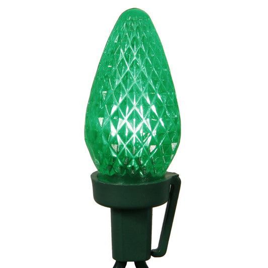 Vickerman 25 Green C7 LED Light on Green Wire, 16' Christmas Single Mold Light Strand