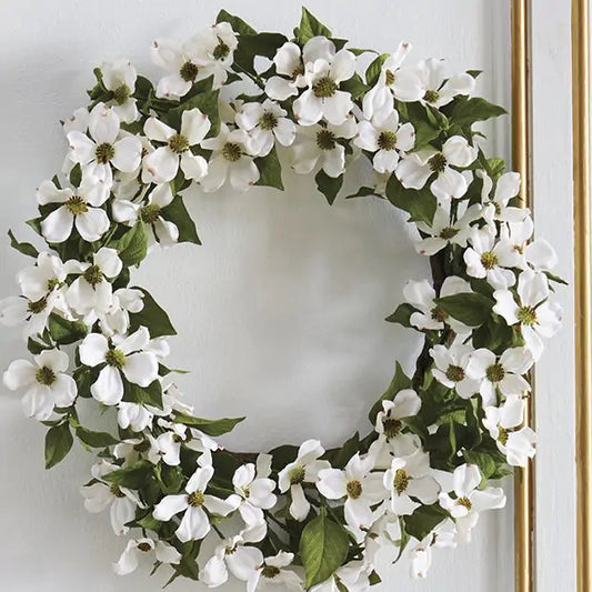 RAZ Imports 24" White Virginia Dogwood Flower Easter Peace Spring and Summer Wreath